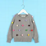 Toddler Girl Knit Pullover Pompom Sweater