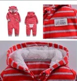 Baby Boy Hooded Zip-Up Stripes Polar Fleece Long Sleeve One piece