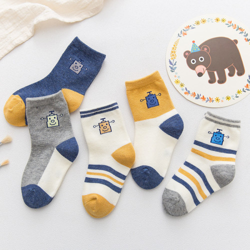 5 Pairs Baby Toddler Blue Stripes Socks
