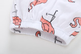 3PCS Baby Girl Ruffles Long Sleeve Romper Print Flamingo Pants Bodysuit Headband Clothes Outfits Set