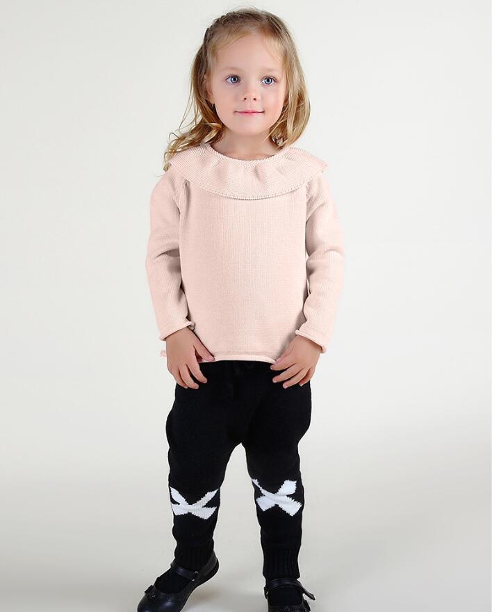 Toddler Girl Knit Pullover Ruffled Collar Sweater