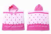 Baby Pink Bowknot Face Hooded Bathrobe Towel Bathrobe Cloak Size 24 *47 
