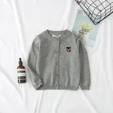Toddler Girl Knit Cardigan Pure Color Sweater Bear Pattern