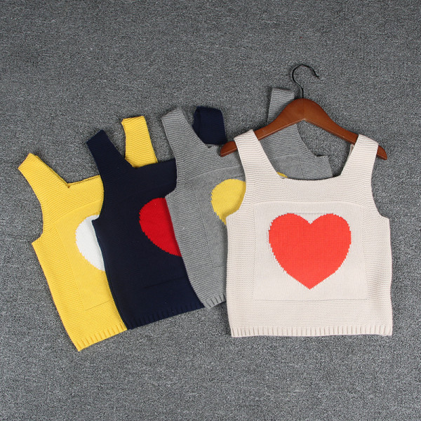 Toddler Girl Knit Pullover Vest Hearts Pattern Sweater