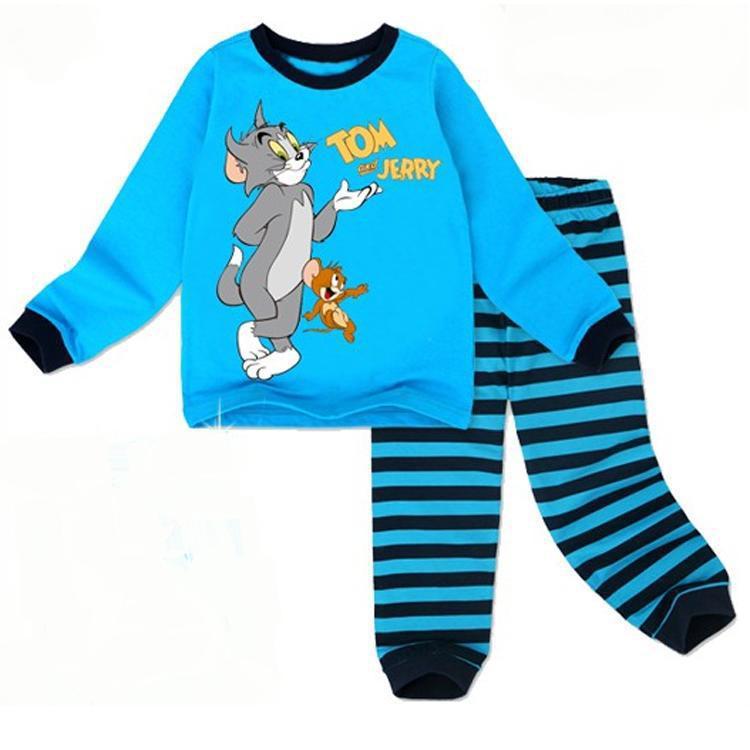 Toddler Boy 2 Pieces Pajamas Sleepwear Cat And Mouse Long Sleeve