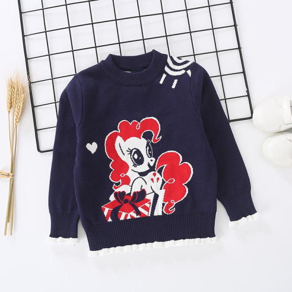 Toddler Girl Knit Pullover Sweater Ruffled My Little Pony Pattern