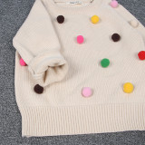 Toddler Girl Knit Pullover Pompom Sweater