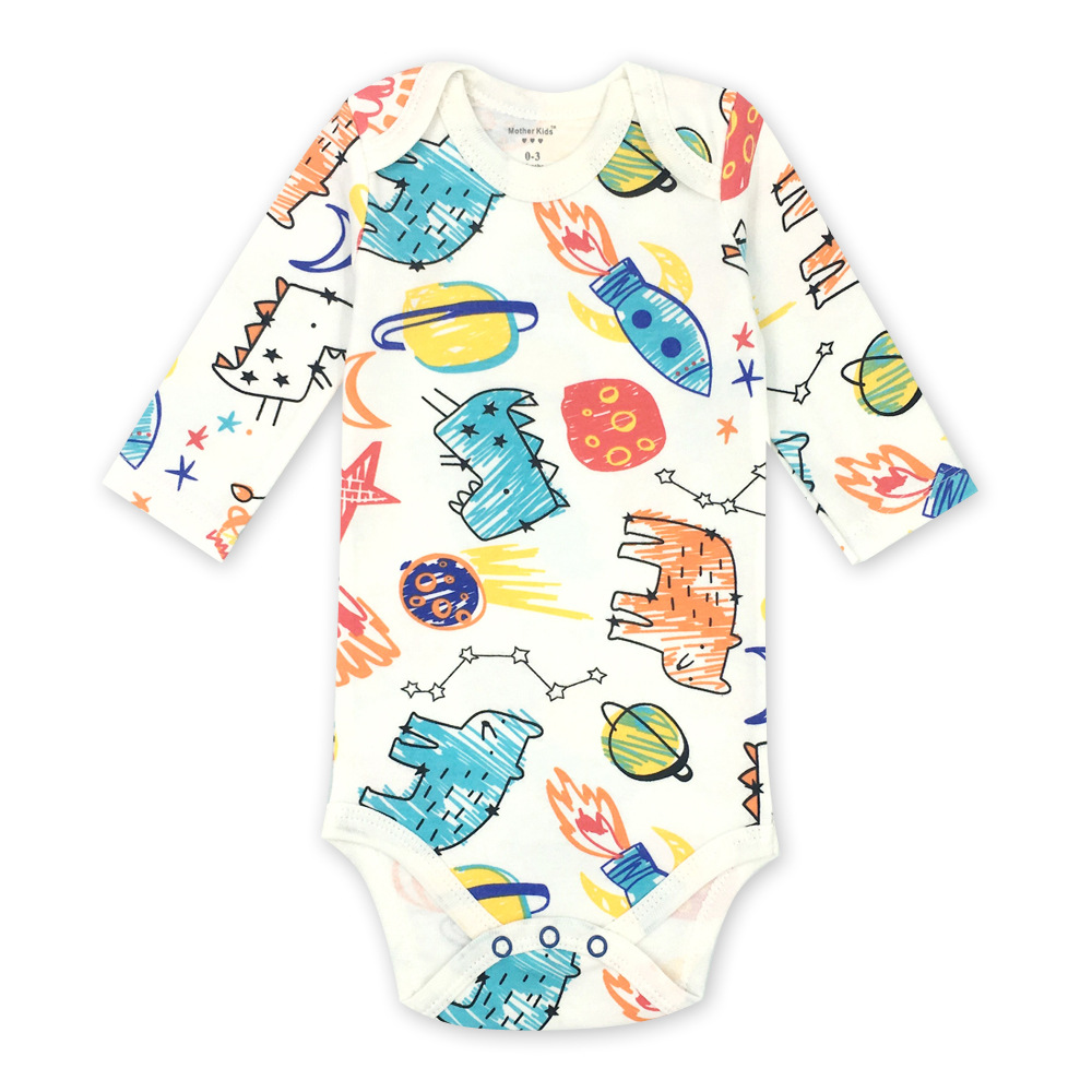 Baby Boy Print Scrawl Space Long Sleeve Cotton Bodysuit