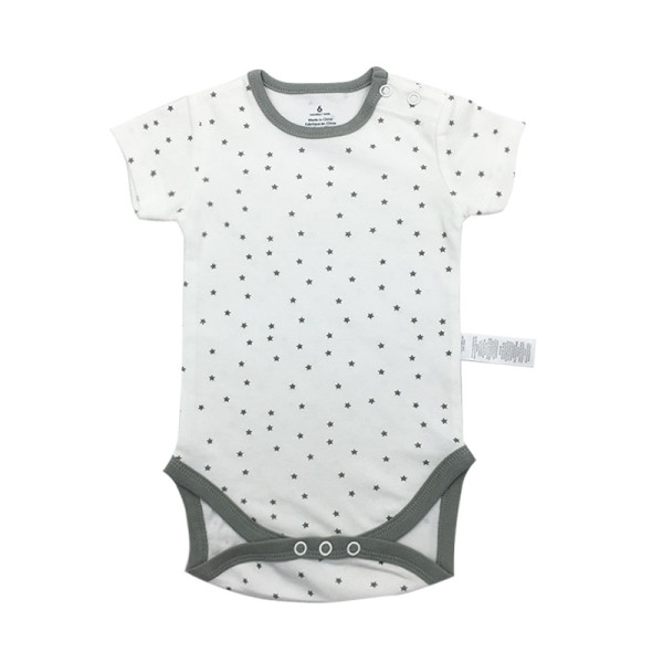 Baby Boy Print Grey Dots Short Sleeve Cotton Bodysuit