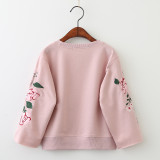 Toddler Girl 2 Pieces Print Embroidery Flowers Long Sleeve Sweatshirt and Pants Clothes Set Outfit