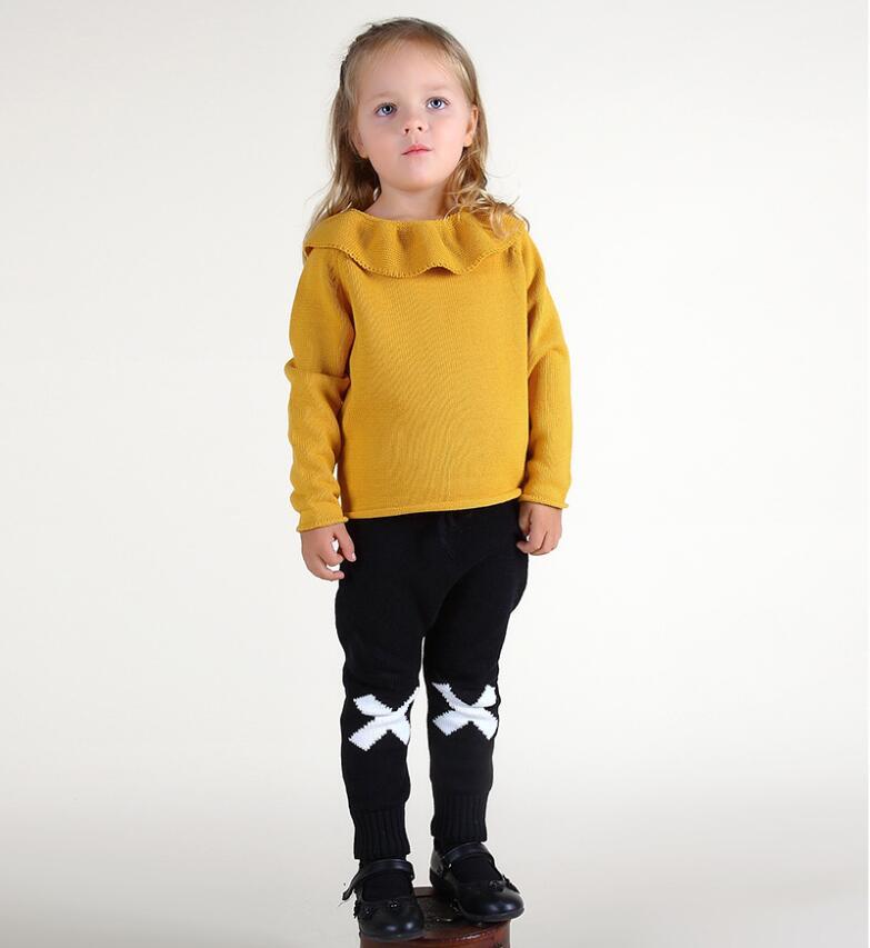 Toddler Girl Knit Pullover Ruffled Collar Sweater