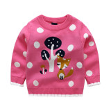 Toddler Girl Knit Pullover Sweater Fox Pattern