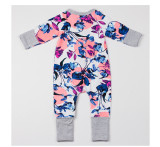 Baby Girl Zip-Up Print Pink Flower Cotton Long Sleeve One piece