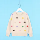 Toddler Girl Knit Pullover Pompom Sweater