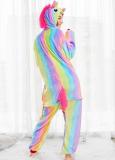 Unisex Adult Pajamas 3 Color Stripes Unicorn Animal Cosplay Costume Pajamas