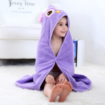 Baby Purple Owl Face Hooded Bathrobe Towel Bathrobe Cloak Size 28 *55 
