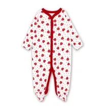 Baby Girl Red Strawberry Footed Pajamas Sleepwear Cotton Infant One-piece（0-1Year）
