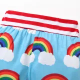 3PCS Baby Girl Print Rainbow Long Sleeve Romper Pants Bodysuit Hat Clothes Outfits Set