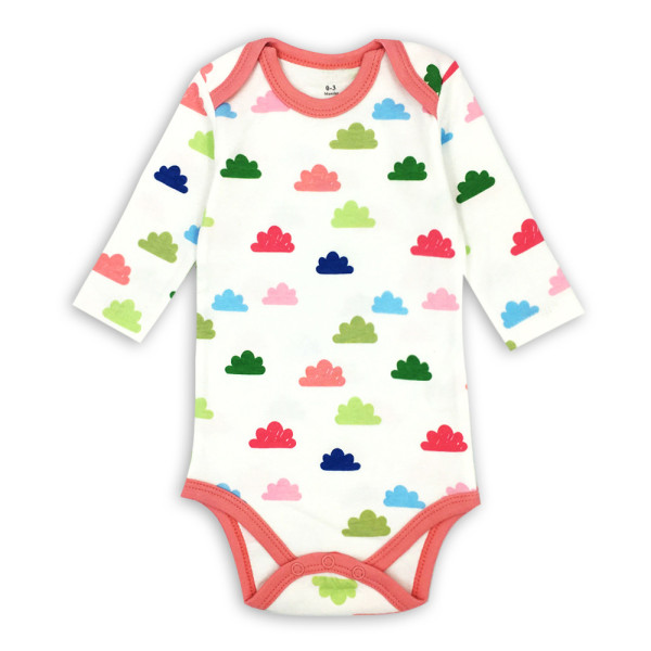 Baby Girl Print Colorful Cloud Long Sleeve Cotton Bodysuit
