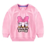 Toddler Girl Print Cartoon Duck and Slogan Long Sleeve Sweatshirt