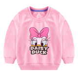 Toddler Girl Print Cartoon Duck and Slogan Long Sleeve Sweatshirt
