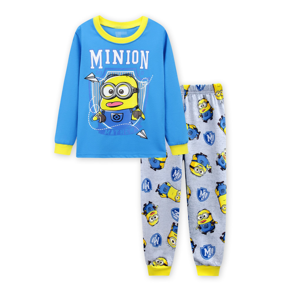 Toddler Boy 2 Pieces Pajamas Sleepwear Minions Long Sleeve Shirt & Leggings Set