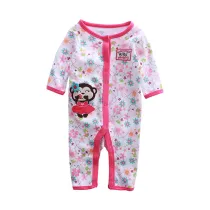 Baby Girl Snap-Up Print Flowers Cotton Long Sleeve One piece