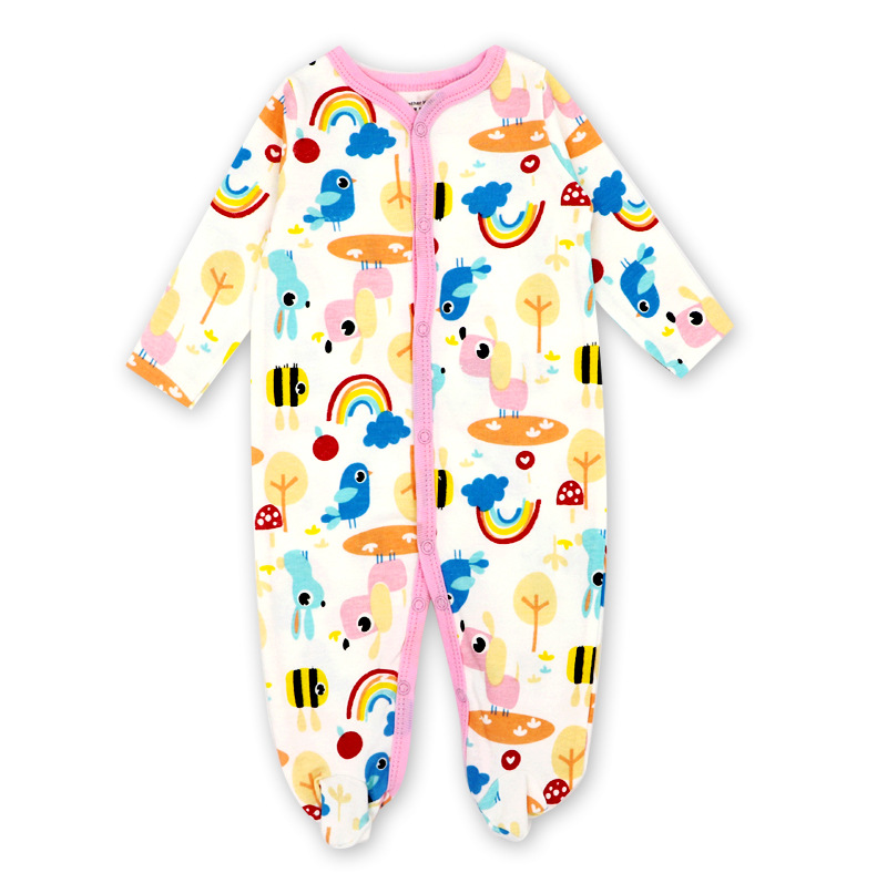 Baby Girl Rainbow Footed Pajamas Sleepwear Cotton Infant One-piece（0-1Year）