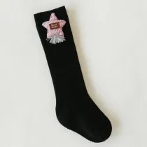 Baby Toddler Girls Knee-high Black Star Tube Stocking