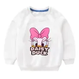 Toddler Girl Print Cartoon Duck and Slogan Long Sleeve Sweatshirt