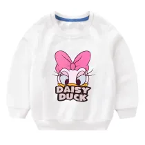 Toddler Girl Print Cartoon Duck and Slogan Long Sleeve Sweatshirt