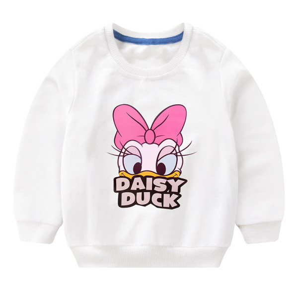 Toddler Girl Print Cartoon Duck and Slogan Long Sleeve Sweatshirt
