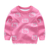 Toddler Girls Knit Pullover Upset to Keep Warm Hello Kittys Sweater