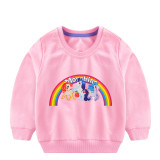 Toddler Girl Print Litter Pony Rainbow Hooded Sweatshirt
