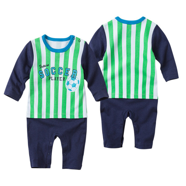 Baby Boy Snap-Up Print Soccer Cotton Long Sleeve One piece