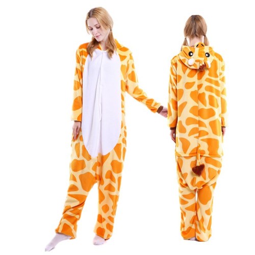 Unisex Adult Pajamas Yellow Giraffe Animal Cosplay Costume Pajamas