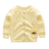 Toddler Girl Knit Cardigan Sweater Embroidery Rainbow Pattern