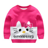 Toddler Girls Knit Pullover Upset to Keep Warm Kitty Sweater