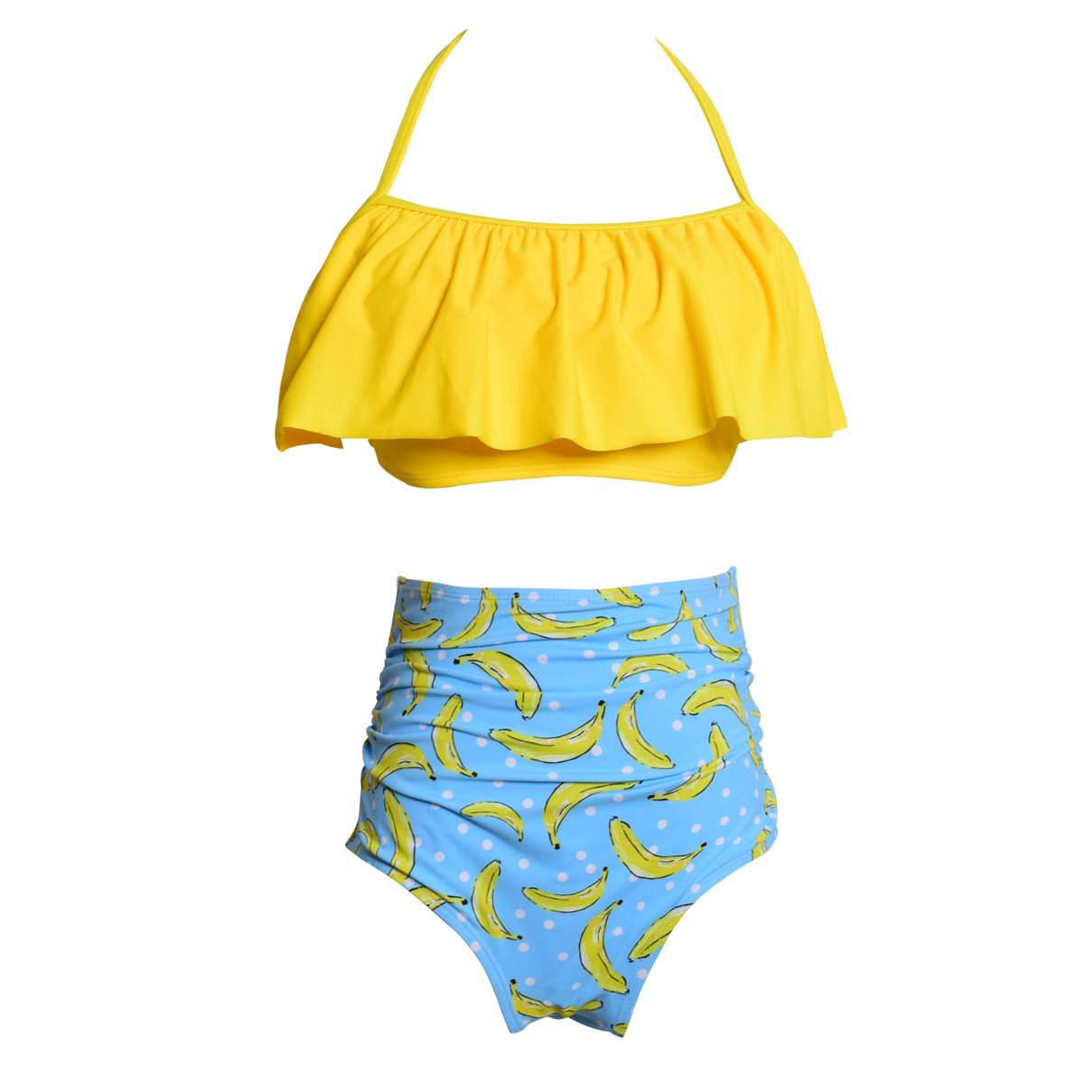 Mommy and Me Matching Swimwear Prints Yellow Banners Rufflles Bikini ...