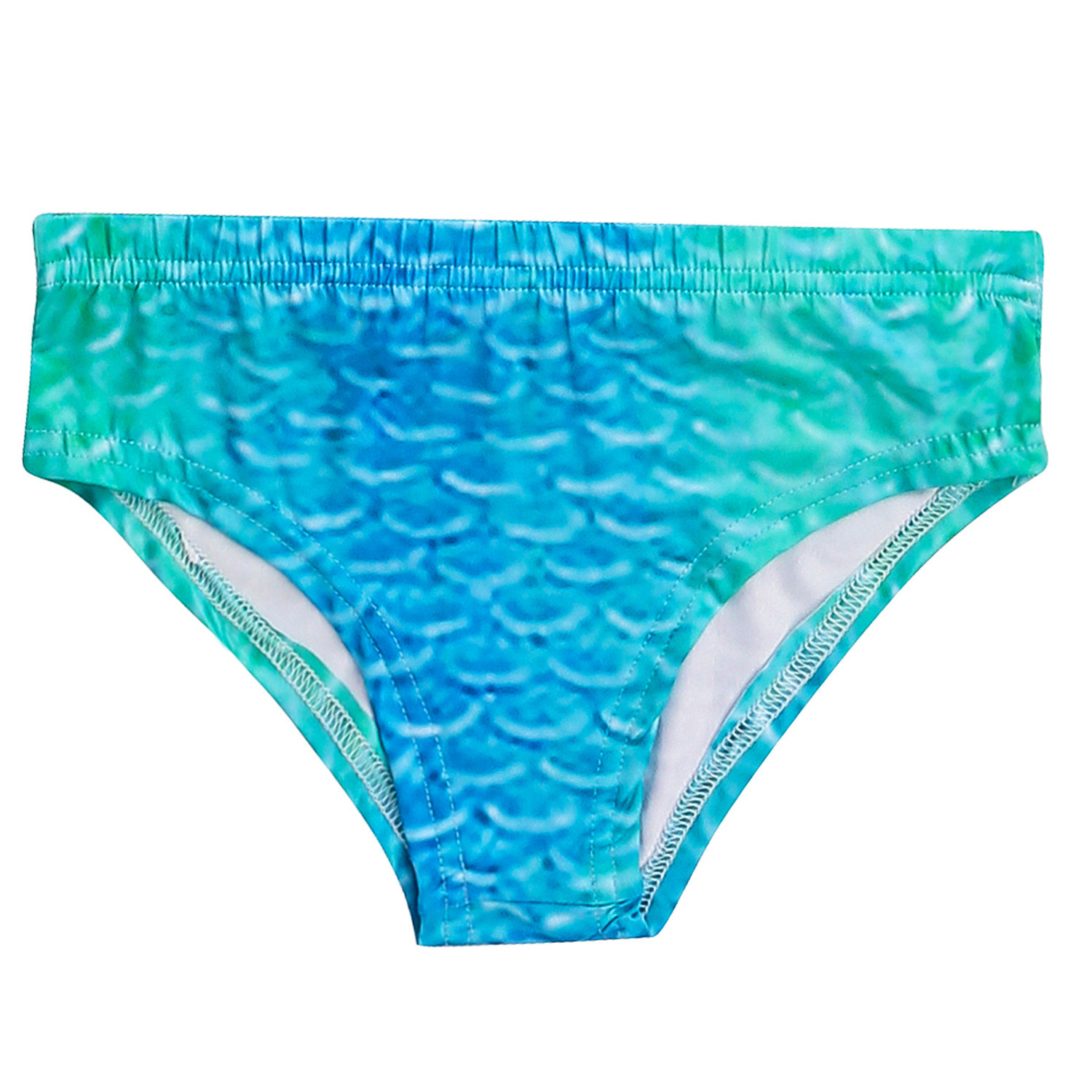 3PCS Kid Girls Bowknot Gemstone Blue Mermaid Tail Bikini Swimsuit