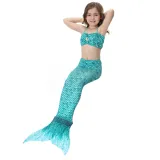 3PCS Kid Girls Mermaid Tail For Fancy Princess Bikini Swimsuit With Free Garland Color Random