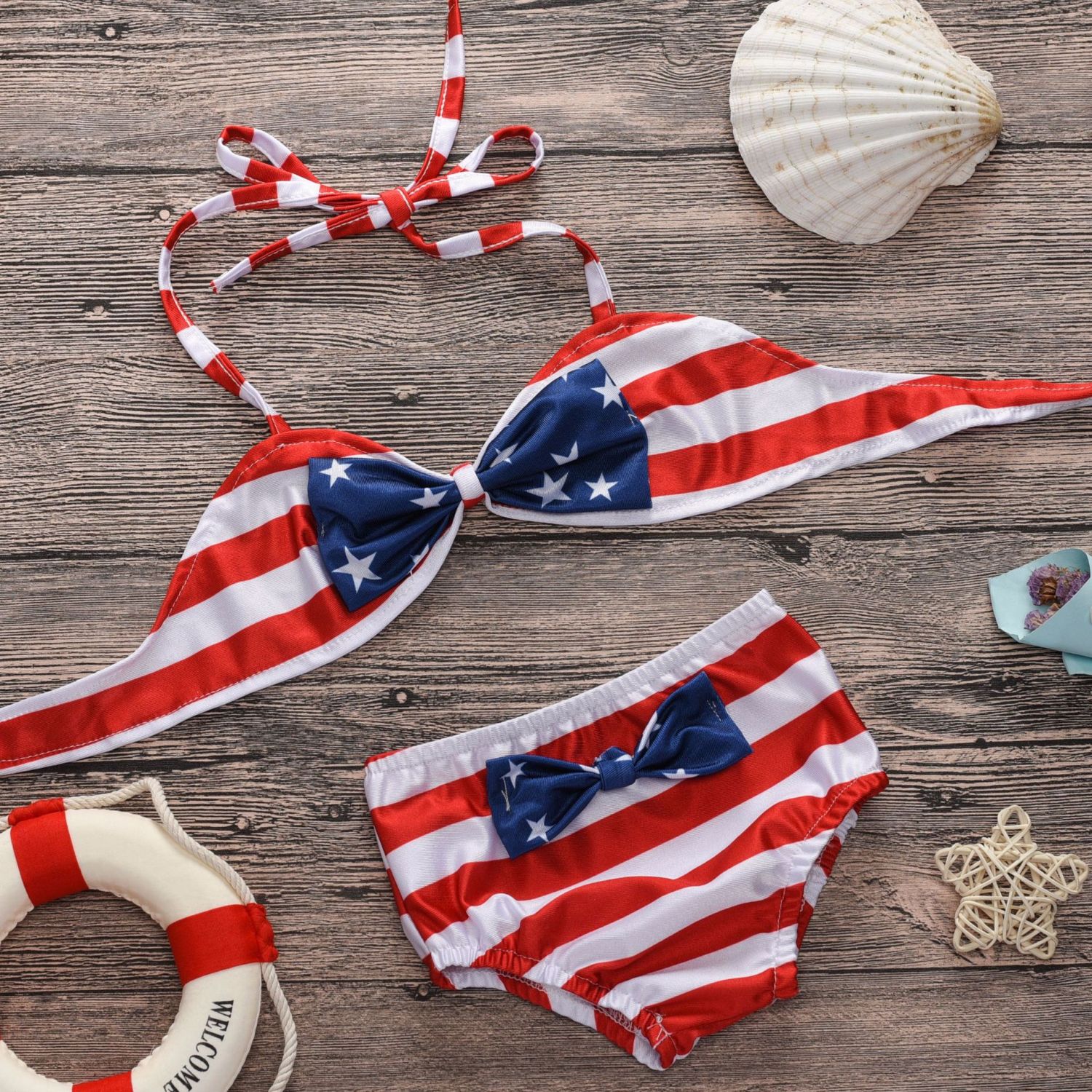 Kid Girls' USA National Flag Pattern Bikini Set Beach Swimwear 2 Pieces ...