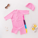 Toddler Girl Print Unicorn Swimsuit With Swim Cap