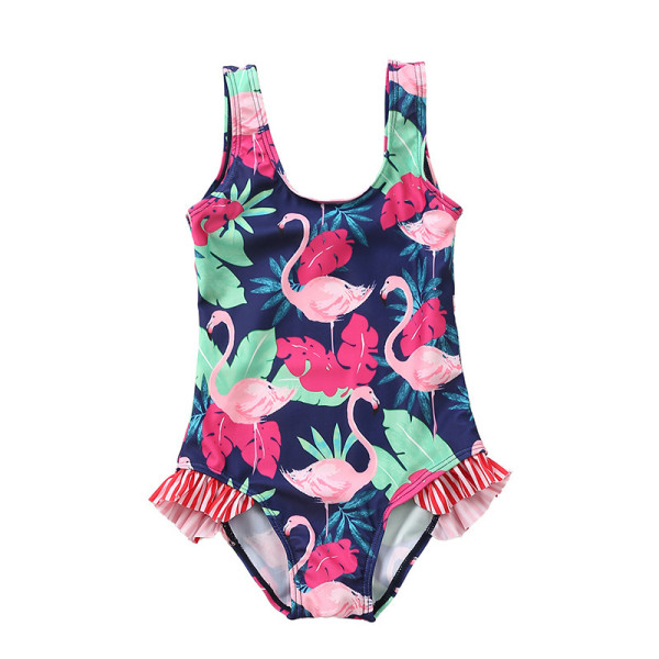 Kid Girls' Print Flamingos One Piece Swimsuit Ruffles Decorated Beach ...