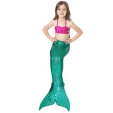 3PCS Kid Girls Mermaid Tail For Fancy Princess Bikini Swimsuit With Free Garland Color Random