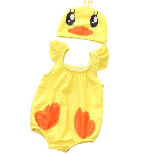 Baby 3D Cute Duck Swimsuit With Swim Cap 0-3 Years