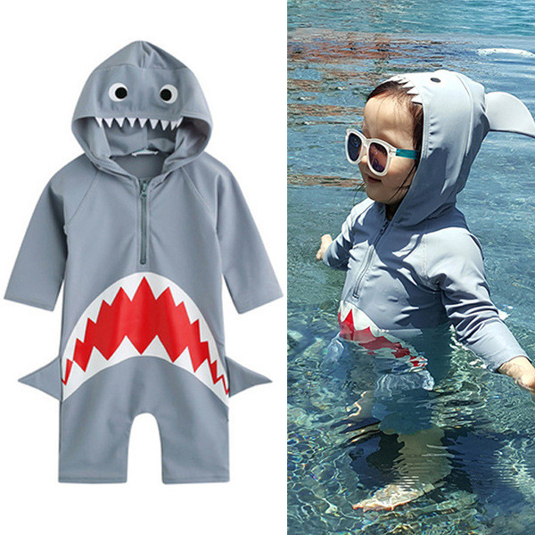 Toddler Boys 3D Shark Grey Swimsuit
