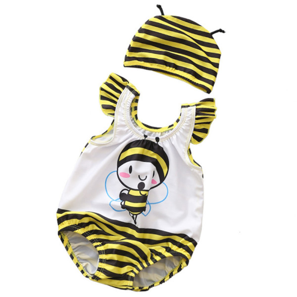 Baby 3D Cute Bee Swimsuit With Swim Cap 0-3 Years
