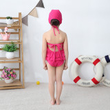 Toddler Girl Pink Rufflles Swimsuit With Swim Cap