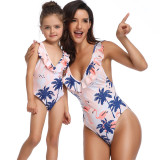 Mommy and Me Matching Swimwear Print Flamingos Swimsuit